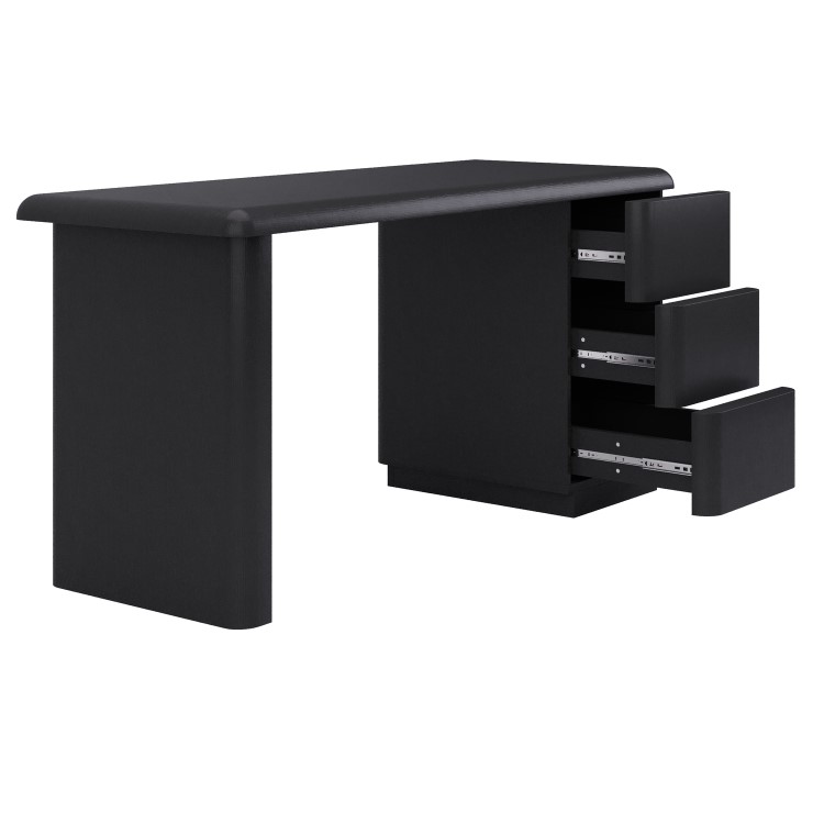 Black Modern Office Desk with Drawers - Banks 