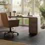 Dark Wood Modern Office Desk with Drawers - Banks