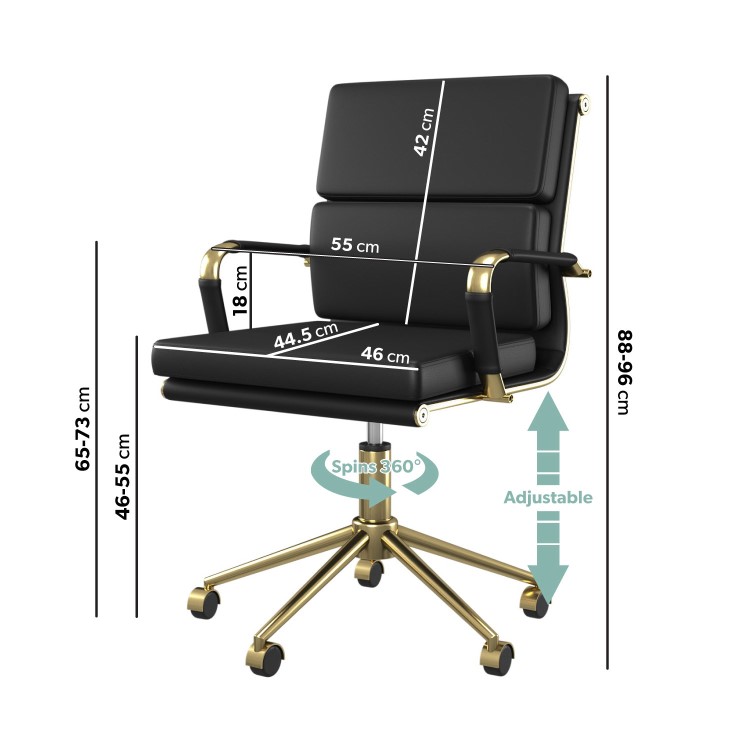 Black Faux Leather Swivel Office Chair - Benson