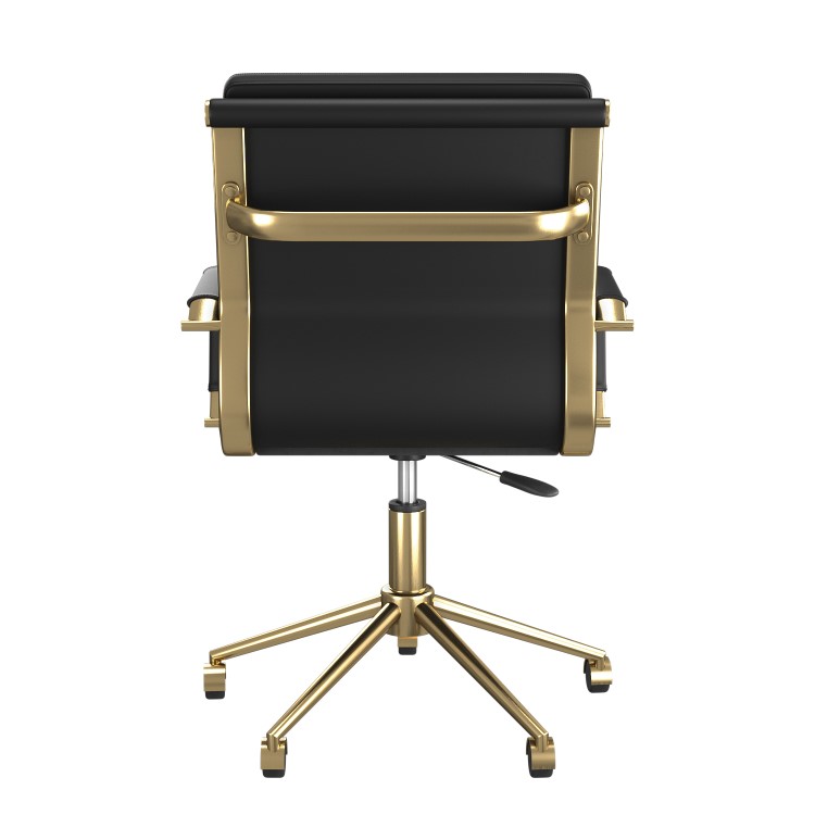 Black Faux Leather Swivel Office Chair - Benson