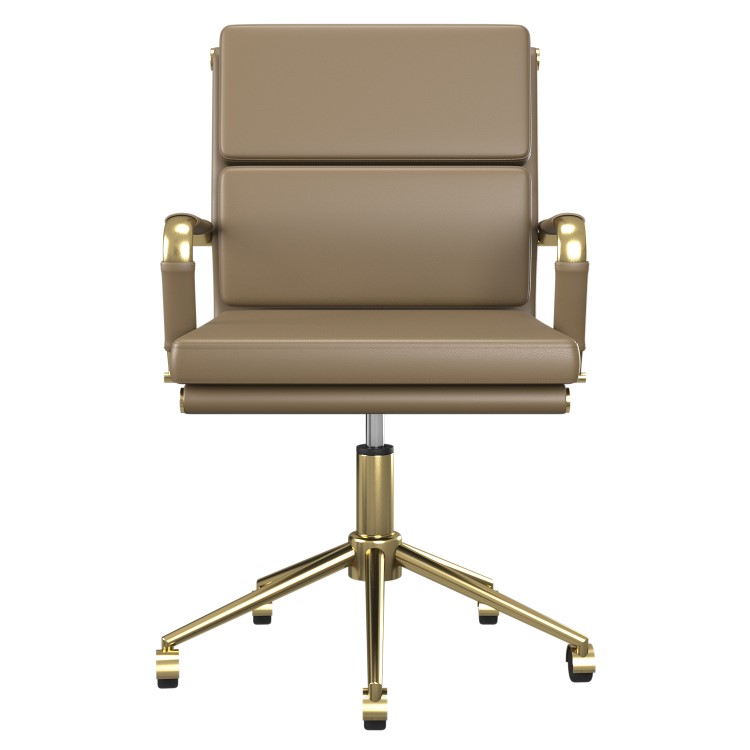 Brown Faux Leather Swivel Office Chair - Benson