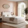 Cream Boucle Small Double Ottoman Bed with Scalloped Headboard - Boba