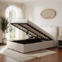 Cream Boucle Small Double Ottoman Bed with Scalloped Headboard - Boba