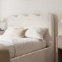Cream Boucle Small Double Ottoman Bed with Scalloped Headboard - Boba