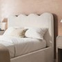 Cream Boucle Small Double Ottoman Bed with Scalloped Headboard - Boba