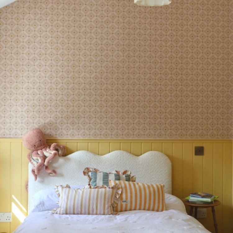 Cream Boucle Single Ottoman Bed with Scalloped Headboard - Boba