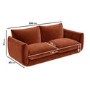 Low Curved 3 Seater Sofa in Burnt Orange Velvet - Bodi