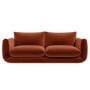 Low Curved 3 Seater Sofa in Burnt Orange Velvet - Bodi