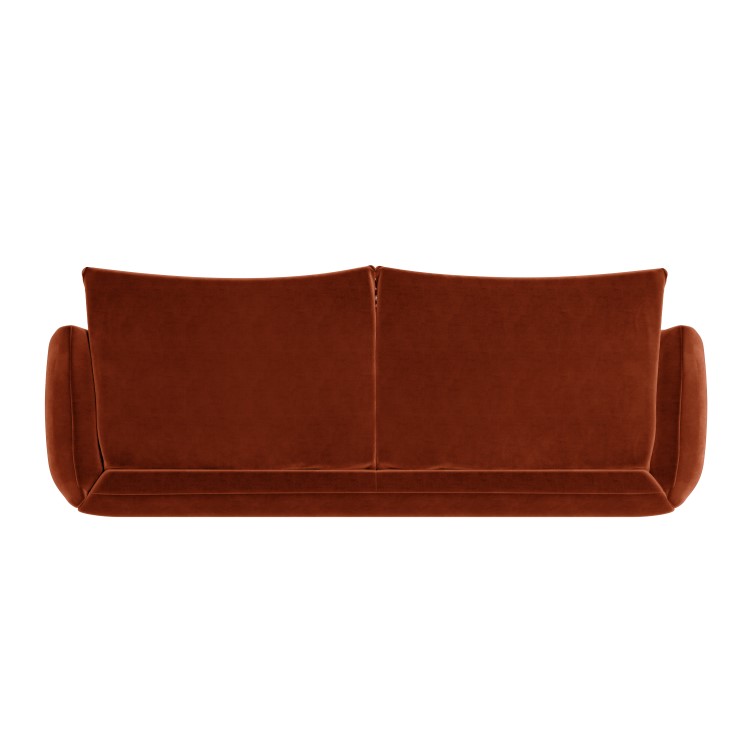 Low Curved 3 Seater Sofa in Burnt Orange Velvet - Bodi
