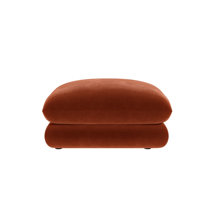 Large Burnt Orange Velvet Footstool - Bodi