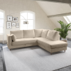 Cream Fabric Corner Sofa Bed with Storage - Seats 4 - Boe