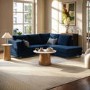 4 Seater Pull-Out Corner Sofa Bed with Storage in Navy Blue Velvet - Boe