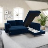 Navy Velvet Corner Sofa Bed with Storage - Seats 4 - Boe