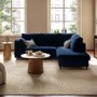 4 Seater Pull-Out Corner Sofa Bed with Storage in Navy Blue Velvet - Boe