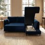 4 Seater Pull-Out Corner Sofa Bed with Storage in Navy Blue Velvet - Boe