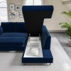 Navy Velvet Corner Sofa Bed with Storage - Seats 4 - Boe