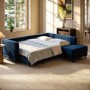 4 Seater Pull-Out Corner Sofa Bed with Storage in Navy Blue Velvet - Boe