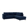 Navy Velvet Corner Sofa Bed with Storage - Seats 4 - Boe