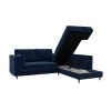Navy Velvet Corner Sofa Bed with Storage - Seats 4 - Boe