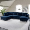 Navy Velvet U Shape Sofa Bed with Storage - Seats 6 - Boe