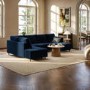 6 Seater Pull-Out U-Shape Sofa Bed with Storage in Navy Blue Velvet - Boe