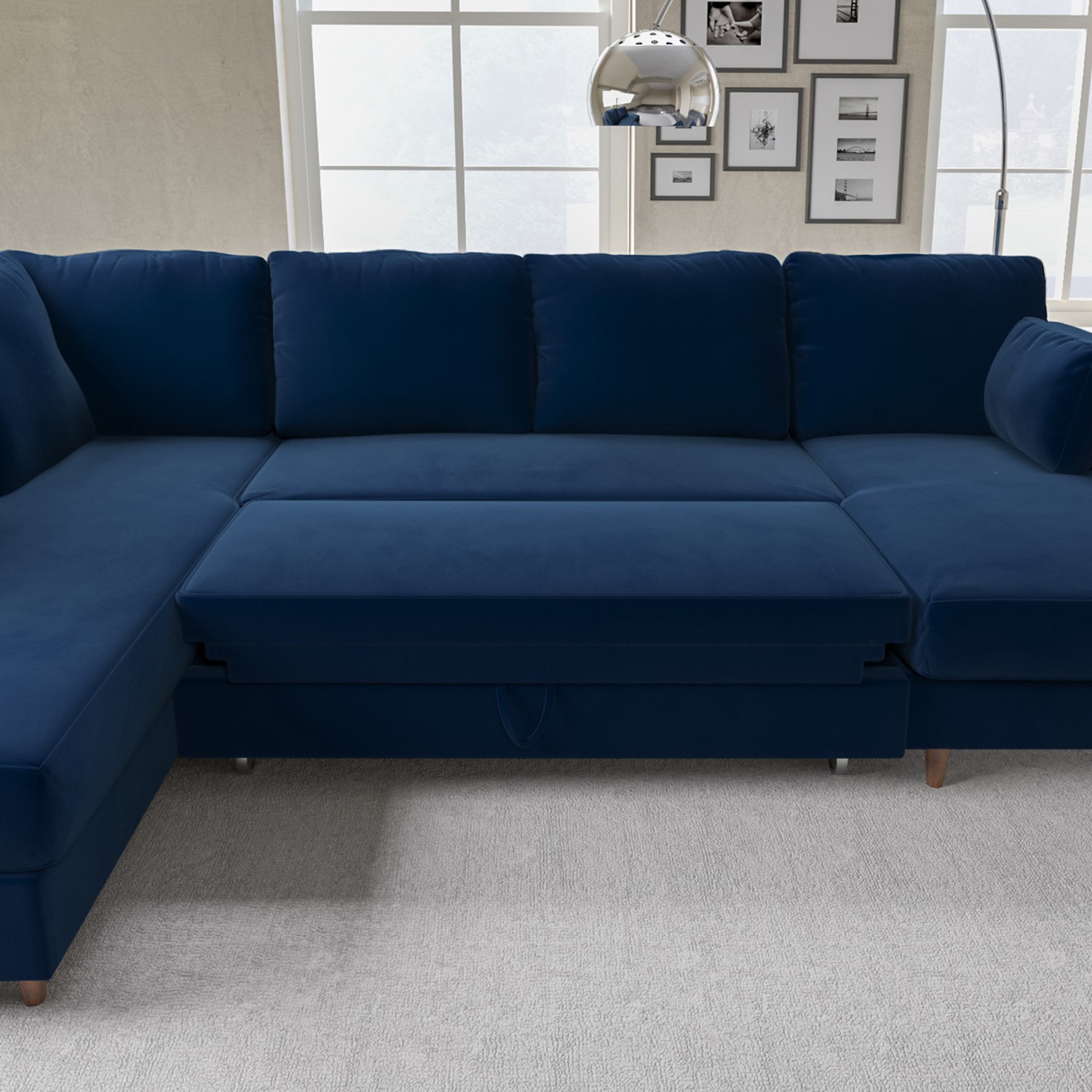 Navy l shaped shop sectional
