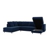 Navy Velvet U Shape Sofa Bed with Storage - Seats 6 - Boe