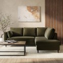 BOE009 Khaki Green Velvet Right Hand Corner Sofa Bed with Storage - Seats 4 - Boe
