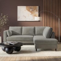 Grey Velvet Right Hand Corner Sofa Bed with Storage - Seats 4 - Boe Grey Velvet Right Hand Corner Sofa Bed with Storage - Seats 4 - Boe