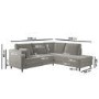 Grey Velvet Right Hand Corner Sofa Bed with Storage - Seats 4 - Boe