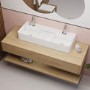 GRADE A1 - White Square Countertop Double Basin 800mm - Bowen