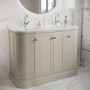 1200mm Beige Curved Freestanding Double Vanity Unit with Basins - Bowland