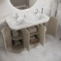 1200mm Beige Curved Freestanding Double Vanity Unit with Basins - Bowland