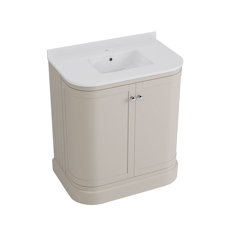 800mm Beige Curved Freestanding Vanity Unit with Basin - Bowland