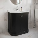 BUN/BOWL800VB/98877 800mm Black Curved Freestanding Vanity Unit with Basin - Bowland