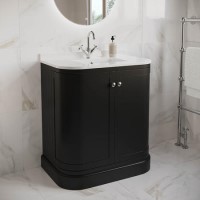 GRADE A1 - 800mm Black Curved Freestanding Vanity Unit with Basin - Bowland 