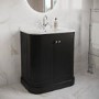 GRADE A1 - 800mm Black Curved Freestanding Vanity Unit with Basin - Bowland