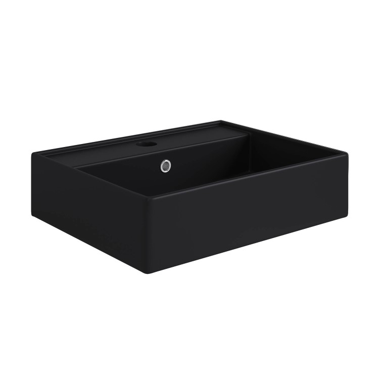 ONLY OPENED - Matt Black Square Countertop Basin 497mm - Bowen