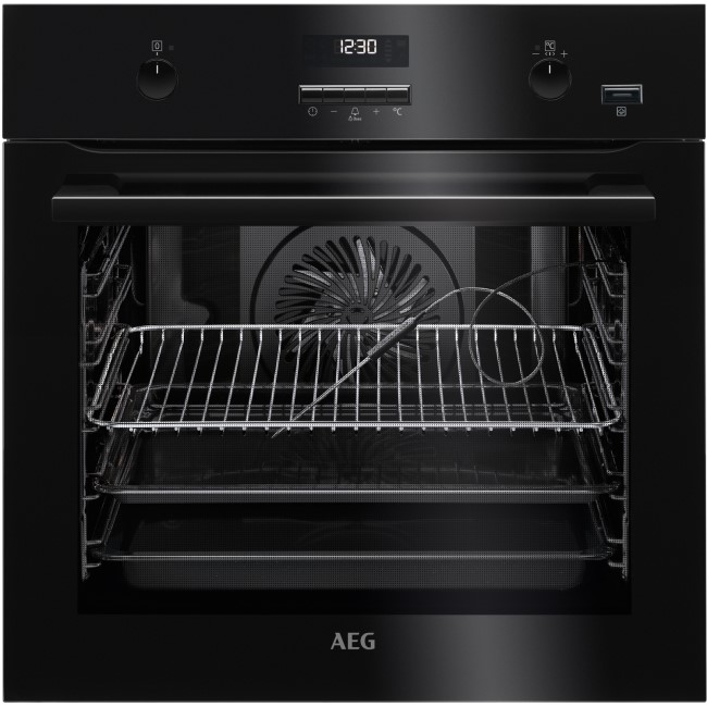 AEG BPE552220B SenseCook Pyrolytic Electric Single Oven With SteamBake Black