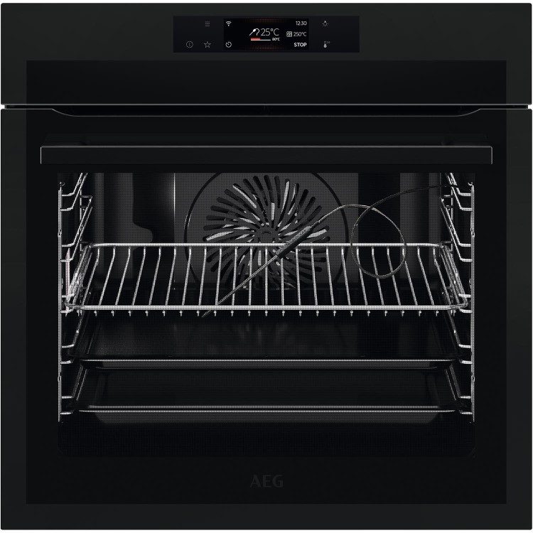 AEG 8000 Series Pyrolytic Self-Cleaning Digital Electric Single Oven with Food Probe - Matt Black