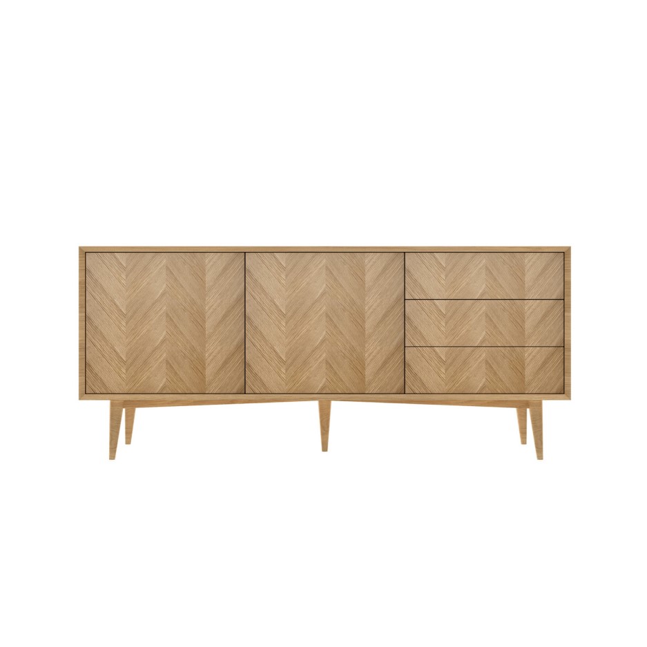 Large Solid Oak Chevron Sideboard BuyItDirect.ie