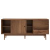 Walnut Sideboard with Drawers &amp; Sliding Doors - Briana 