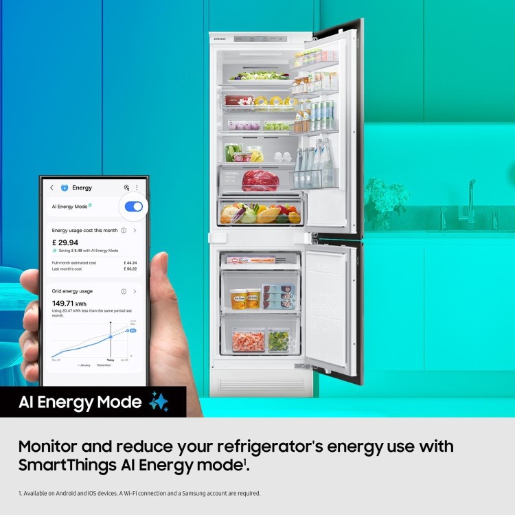 Samsung Bespoke AI Series 7 264 Litre 70/30 Integrated Fridge Freezer