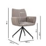 Rectangular Black Oak Extendable Dining Table Set with 6 Real Leather Mink Swivel Chairs - Seats 6 - Wave