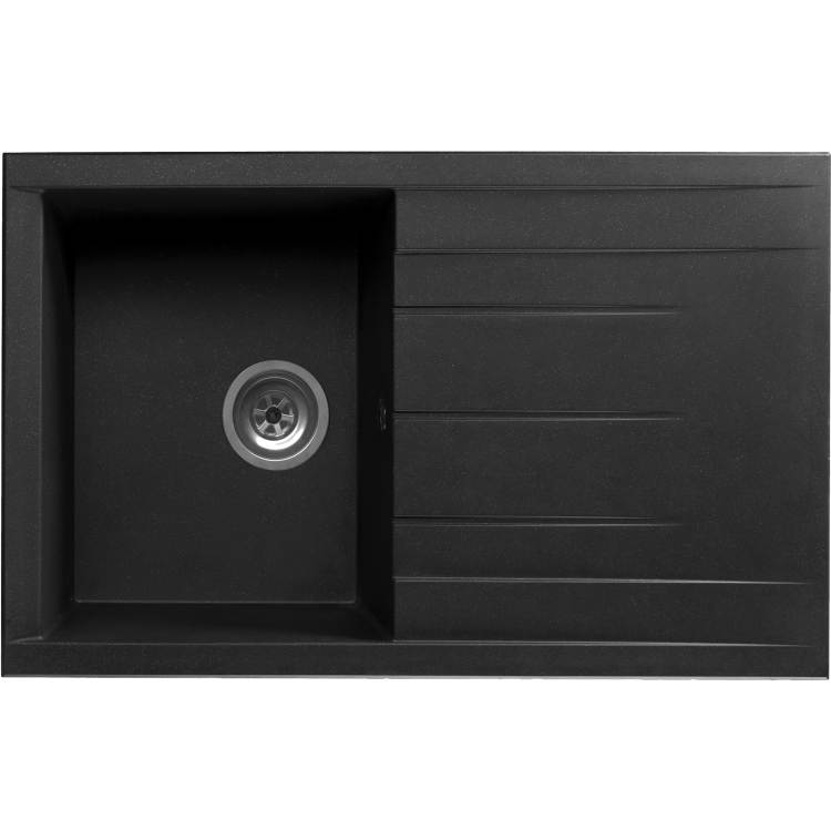 Rocklite Bredon Single Bowl Inset Black Composite Kitchen Sink with Reversible Drainer