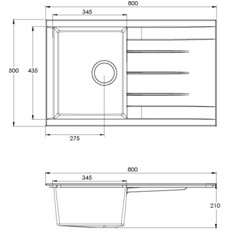 Rocklite Bredon Single Bowl Inset Black Composite Kitchen Sink with Reversible Drainer
