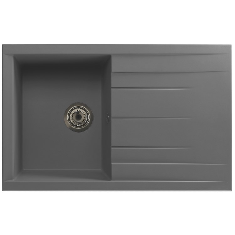 Rocklite Breadon Single Bowl Inset Grey Composite Kitchen Sink with Reversible Drainer