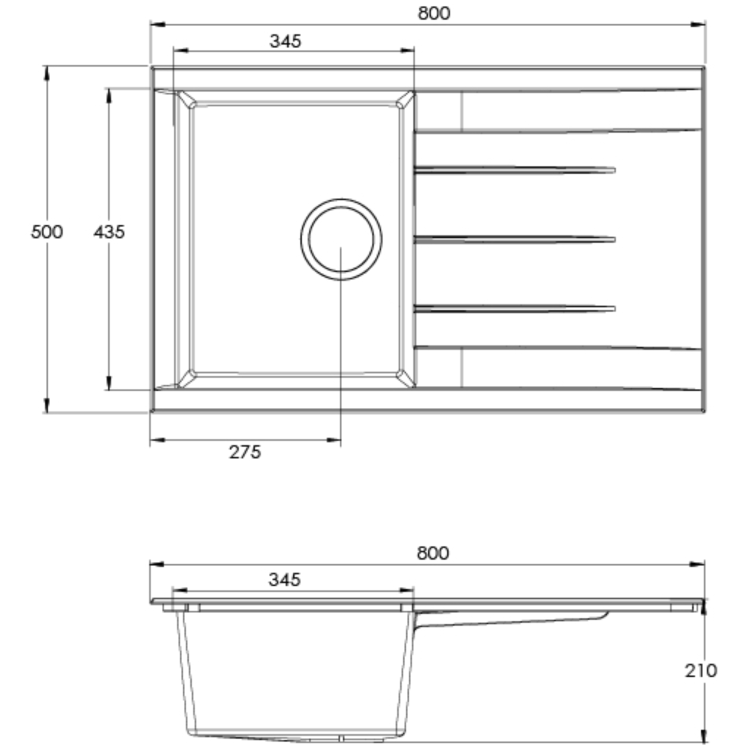 Rocklite Breadon Single Bowl Inset Grey Composite Kitchen Sink with Reversible Drainer
