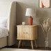 Oak Mid-Century Bedside Table with Tambour Doors - Breuer