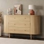 Wide Oak Chest of 3 Drawers with Cupboards - Breuer